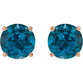 14K Rose 8 mm Natural London Blue Topaz Stud Earrings